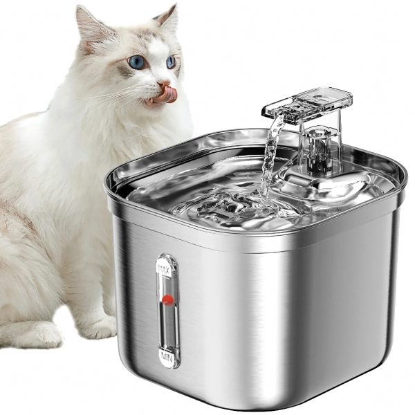 Silent Water Fountain for Cat in Stainless Steel