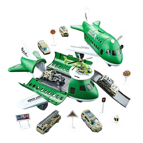 2-in-1 Transforming Airplane Playset with Pull-Back Mini Cars — Cars & Vehicles by ELKLU