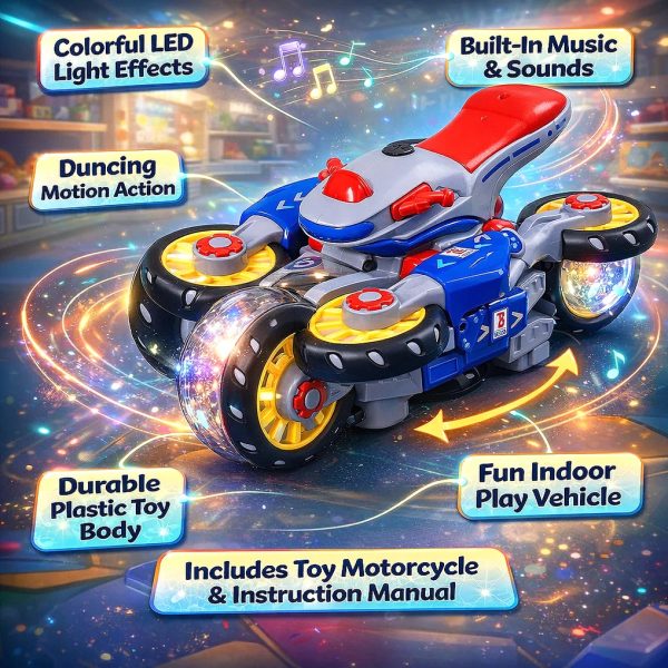 Kids Motorcycle Ride-On Toy with Lights, Music & Dance Action — Cars & Vehicles by ELKLU