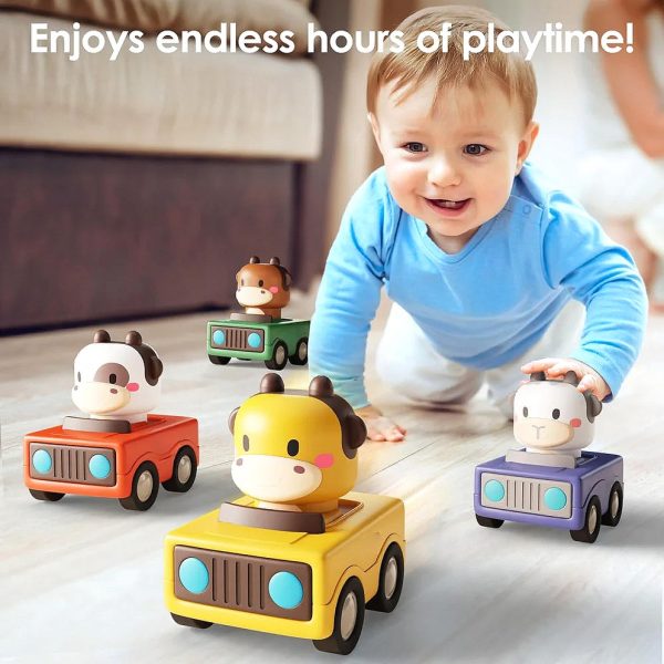 Push & Go Animal Cars — Battery-Free Toddler Vehicles (Set of 4) — Cars & Vehicles by ELKLU