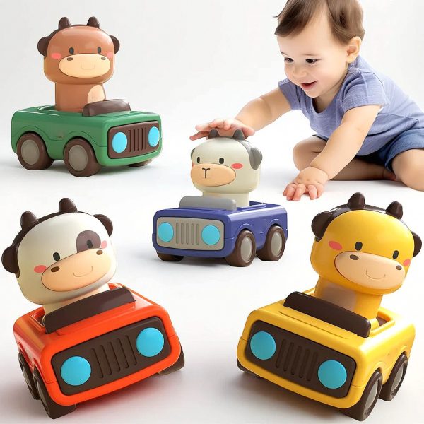 Push & Go Animal Cars — Battery-Free Toddler Vehicles (Set of 4) — Cars & Vehicles by ELKLU