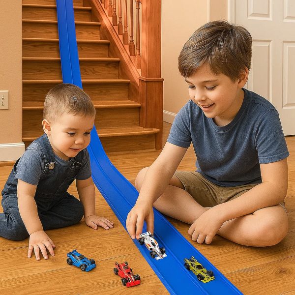 Roll-Up Flexible Race Track Set with Two Cars — Cars & Vehicles by ELKLU