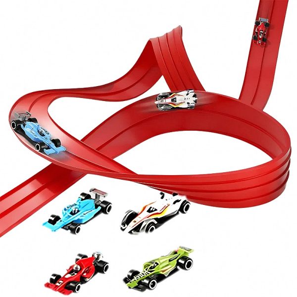 Spiral Race Track with Free-Rolling Cars — Drop-and-Go Play — Cars & Vehicles by ELKLU