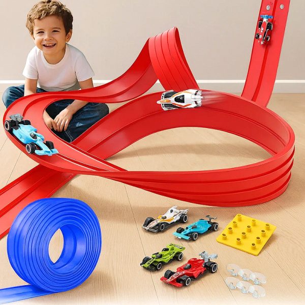 Spiral Race Track with Free-Rolling Cars — Drop-and-Go Play — Cars & Vehicles by ELKLU